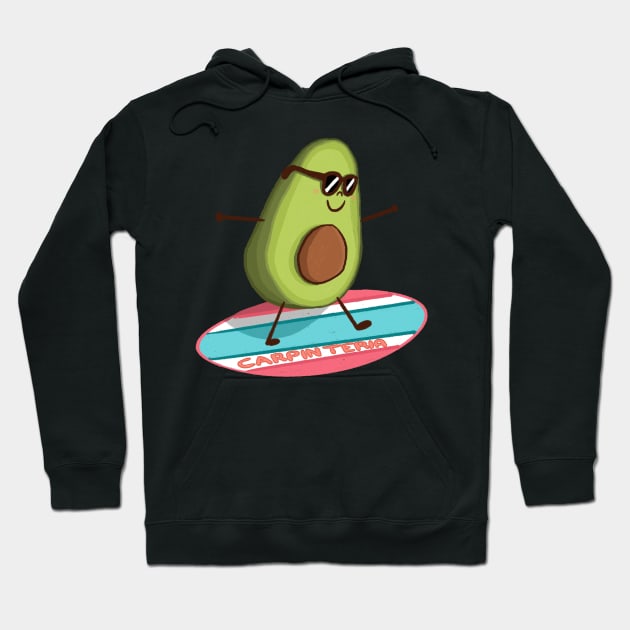 Carpinteria California Avocado Surfing Hoodie by avadoodle